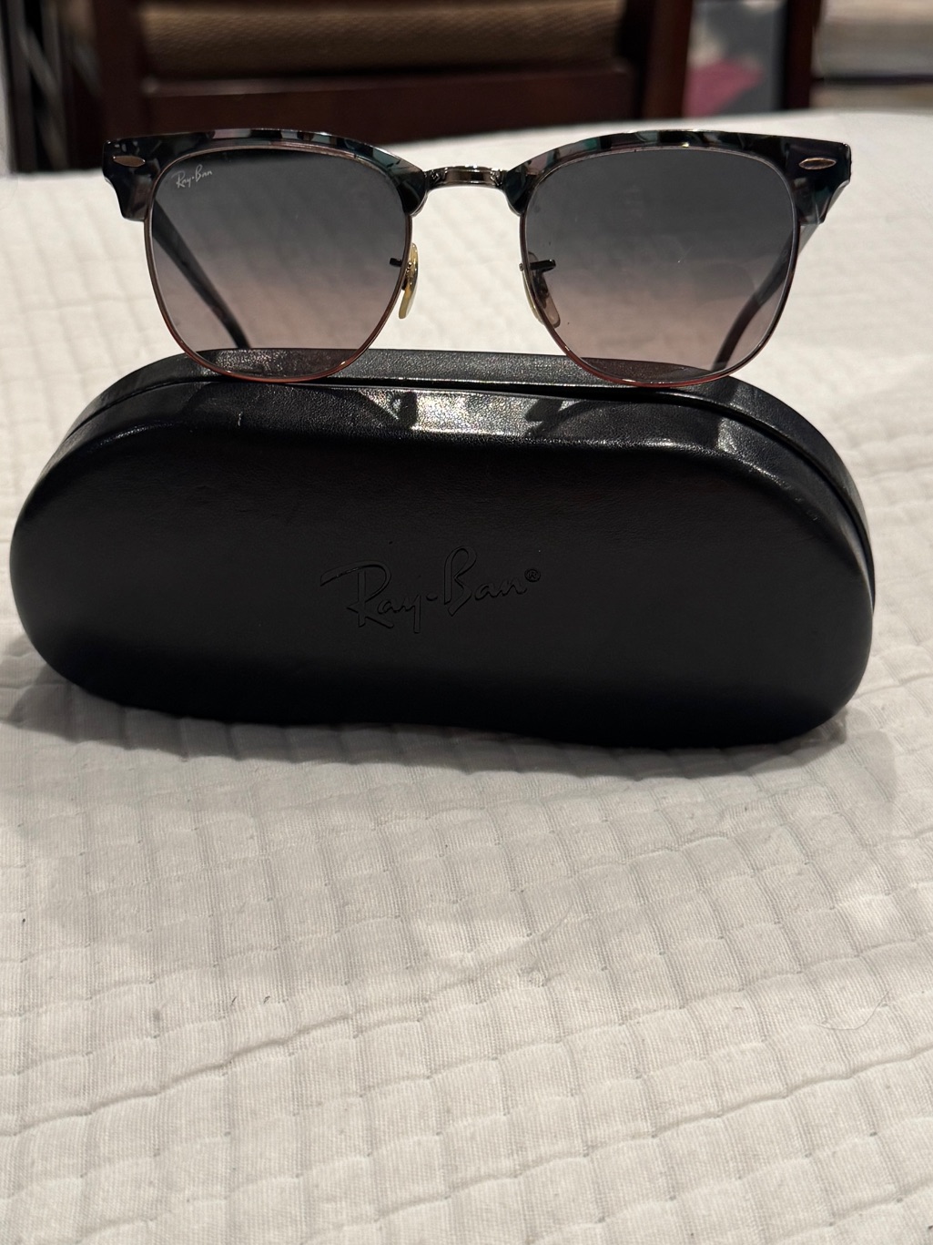 Ray-Ban Clubmaster Fleck Sunglasses - Gray Green Frame With Gray Gradient Lenses